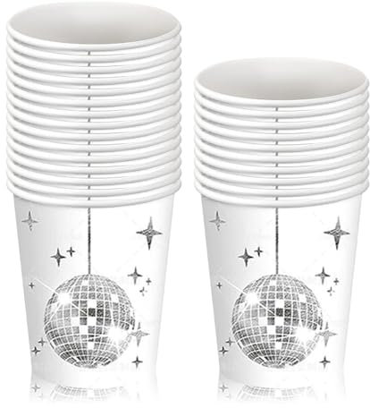 Lot de 25 Assiettes de Fête Disco Argentées en Carton 22,4 cm - Accessoires pour Anniversaire, Mariage, Années 70, Pique-niques