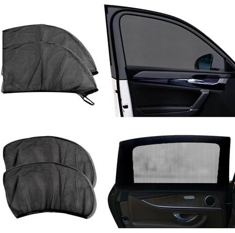 4 Stück Auto-Sonnenschutz für Kinder, Sonnenblenden für Auto, Verdunkelungsvorhänge, Seitenscheiben, Universelle Passform, Atmungsaktiv, UV-Block, Anti-Mücken, schützt Ihr Kind und Haustiere