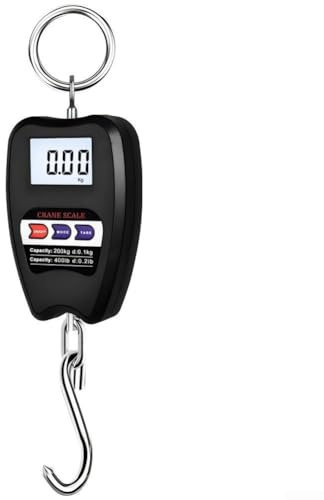 Báscula electrónica portátil con capacidad de carga de 200 kg, gancho de acero, pantalla LCD con unidad de conmutación entre kg lb N para medición precisa de objetos pesados (negro)