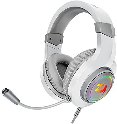 Redragon H260 Hylas - Cuffie da gioco cablate con driver da 50 mm, suono stereo surround, microfono con cancellazione del rumore, retroilluminazione RGB dinamica, cuffie over-ear compatibili con PC