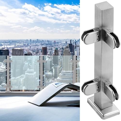 Hardware per ringhiera e balaustra in vetro senza cornice in acciaio inossidabile 304 spazzolato, morsetti durevoli per esterni/interni, con viti, per terrazze e balconi, soluzioni di sicurezza