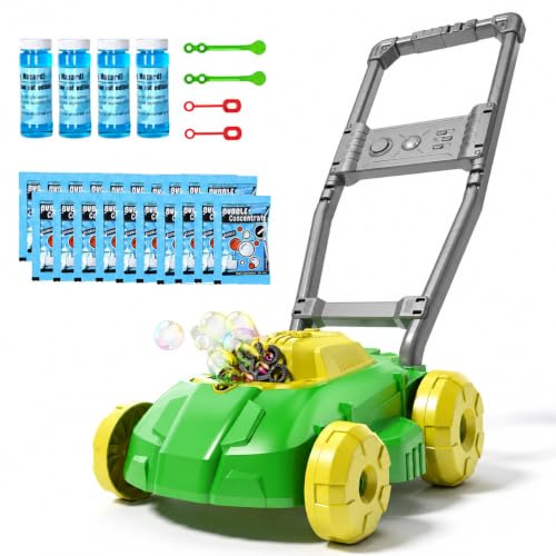 BLmukce Bubble Lawn Mower for 3+ Years, Leak-Proof Bubble Machine for Kids Indoor and Outdoor Play, for 3 4 5 Year Old Girl Birthday Gifts for Parties & Preschool Toys (Green)