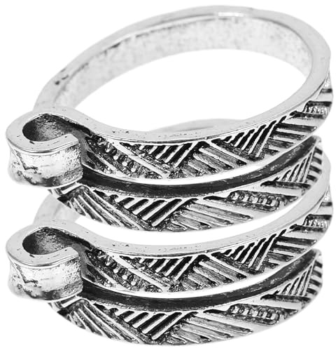 Mipcase 2 Piezas Anillos de Tejer Guía de Hilo para Crochet y Costura Manual, Soporte para Dedos Liviano y Portátil, Accesorio Artesanal para Tejido y Ganchillo, Color Plateado