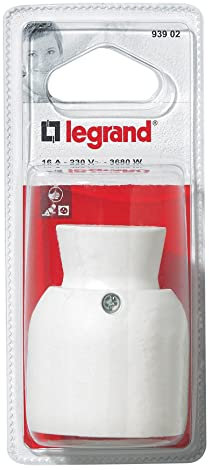 Legrand LEG93902 - Clavija hembra (2 fases + tierra, monopieza, 16 A, salida del cable trasera), color blanco