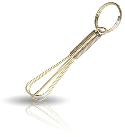 Kerafactum Mini Schneebesen als Schlüsselanhänger Geschenkidee Handschneebesen Schnee Besen Schlagbesen Rührbesen Anschlagbesen Schaumschläger aus Edelstahl rostfrei - Whisk 8 cm