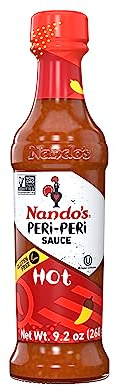 Nandos PERi PERi Hot Sauce - Spicy Sauces, Seasoning or Marinade for Wings, Fish, Meat, Rice or Vegetables - No Artificial Colors or Flavors, Non-GMO, No MSG, Gluten Free, Vegetarian - 9.2 Oz Hot