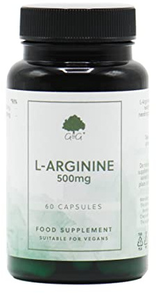 L-Arginine Capsules - 500mg Free Form L-Arginine - Amino Acid - 60 Vegan Capsules - Non-GMO, Made in The UK - G&G Vitamins