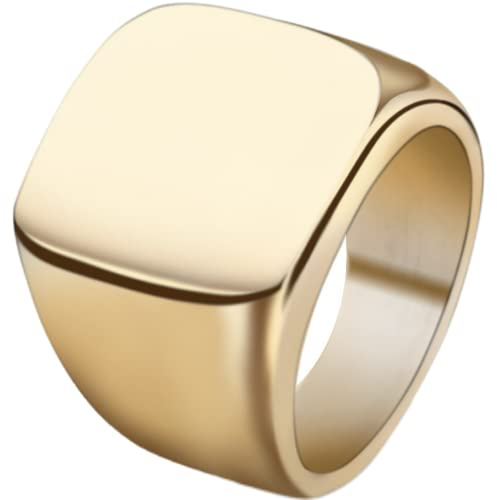 Jude Jewelers Stainless Steel Signet Ring Black Silver Gold Classical Cocktail Husband Father Valentine (Gold, 5)