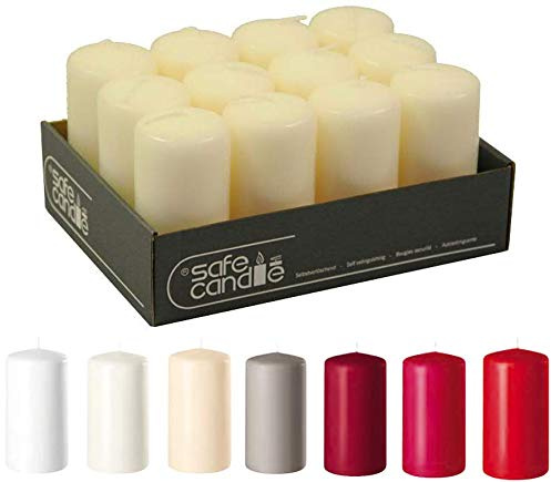 Högkvalitativa blockljus – vaxljus/adventsljus/ljuspaket (ullvitt, medium och smal: Höjd 10 cm/Ø 5 cm – 12 stycken)