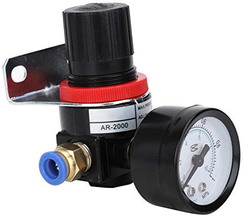 Válvula de control de presión de aire, válvula reductora de presión de aire sensible de acero plástico con conector de 8 mm para regulación de presión de aire