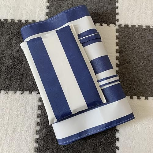 Ersatz-Stofftuch für Liegestuhl, Strand-Klappstuhl-Set, Oxford und Leinen, 115 x 43 cm, Blau und Weiß