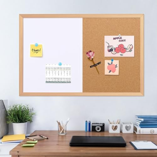 ToeWoe Pizarra de Borrado en Seco y Tablero de Corcho Combo Magnético Pizarra Pizarra Combinación Tablero de Anuncios para Pared, 15 X 11 Pulgadas para la Oficina en Casa