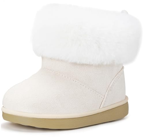 Gaatpot Stivaletti con Invernali da Neve Bambini Calda, Bianco, 23EU/24CN