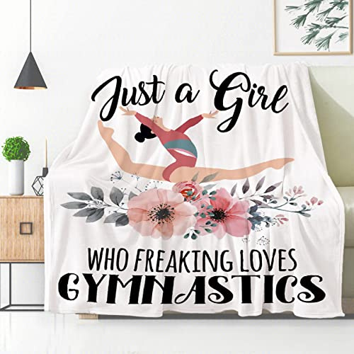 Just A Girl Who Loves Gymnastics Coperta in pile di flanella e microfibra, leggera, morbida e accogliente, per tutte le stagioni, per casa, letto, divano, sedie, dormitorio, 127 x 101,6 cm, coperta