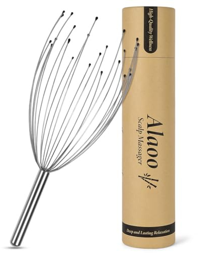 Alaoo Massaggiatore per la Testa, con 24 Artigli, Manico Ergonomico in Alluminio, Set Massaggiatore per Cuoio Capelluto, Massaggia Cuoio Capelluto e Stimolazione Capelli