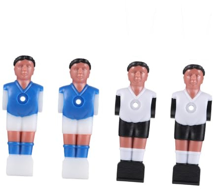 Amosfun Pack de 4 Figuras de Futbolín de Resina para Mesas Estándar, con Pelo Negro Y Uniformes Blancos Y Azules (2 Blancos + 2 Azules)