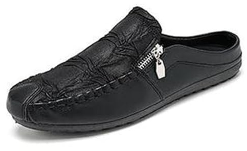 Zapatos Casuales de Verano sin Cordones para Hombre con Parte Superior Transpirable y Antideslizante diseño Mule sin Espalda para Uso Diario cómodo y Ligero Ideal para Viajes y Ocio (Black, 43) #42