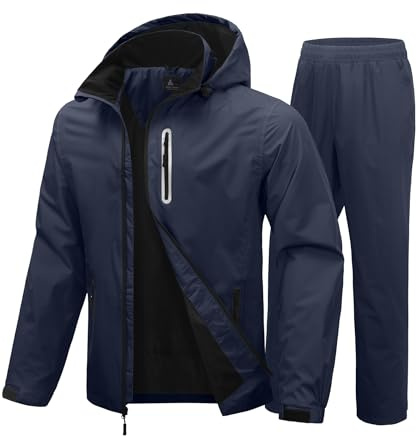 SWISSWELL Men Women Rain Suits Waterproof Lightweight Rain Gear Jacket and Pants for Golf, Hiking, Travel (Navy,Large)