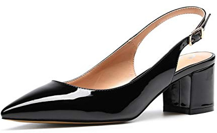 Castamere Escarpins Femme Talon Slingback Chaussures à Talons Haut Sexy Bout Pointu Fermé High Heels Talons Hauteur 5CM Verni Noir Escarpin EU 39