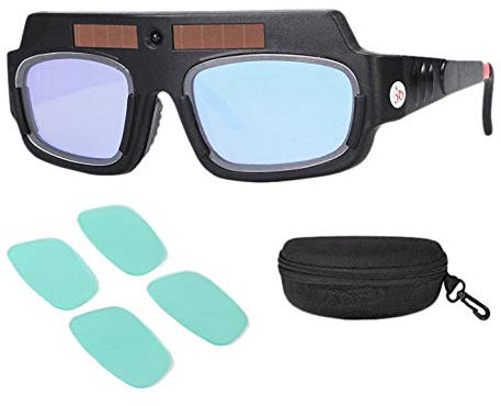 Huante Casque de Soudage d'Obscurcissement Automatique avec Énergie Solaire Lunettes de Soudeur Lentille Anti-Arc avec Cas de Rangement