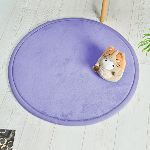 Loartee korallenrote Samtmatte Teppich Rund, als Krabbeldecke fürs Kind,2,5cm Dicker Kinderteppich,Hellblau,100cm