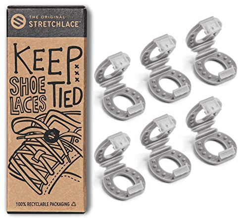 THE ORIGINAL STRETCHLACE Shoe Lace Knot Clips, Knot Holder, Grey