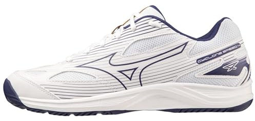 Mizuno Cyclone Speed 4 Volleyballschuhe, Unisex, Erwachsene, Weiß/BlueRibbon/MP Gold, Größe 45, Weiß, Blueribbon Mp Gold, 45 EU
