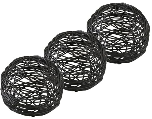 Alpha Living Home Metal Decorative Ball Sphere Set of 3 for Home Decor Modern Orbs Decorative Ballss for Living Room, Bedroom, Kitchen, Bathroom, Office - Table Decorative Orbs for Centerpiece (Black)