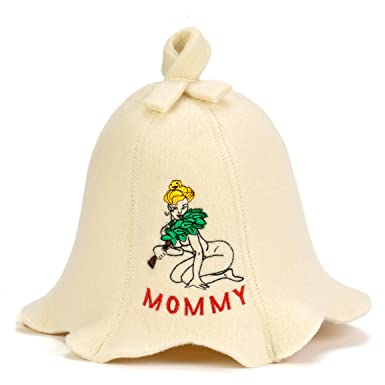 SAUNA GURU Mommy Hat, 100% Organic Wool Felt Cap, Banya Hair Protector, Embroidered Accessory, Russian Hat, Gifts for Men and Women