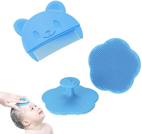 ElevaPulse Babybürste für Milchschorf Entfernen - Sanfter Milchschorf Kamm für Neugeborene - Effektives Kopfgneis Entfernen Baby - Ergonomischer Baby Kamm und Badebürste Set