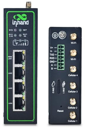 InHand Netwokrs IR624 5G Router Industrial,IoT Gateway, Dual Wi-FI Band,VPN Router, RJ45 Gigabit Ethernet Port, Cloud Managed, RS232+RS485 Ports, Redes industriales,Red de vehículos recreativos
