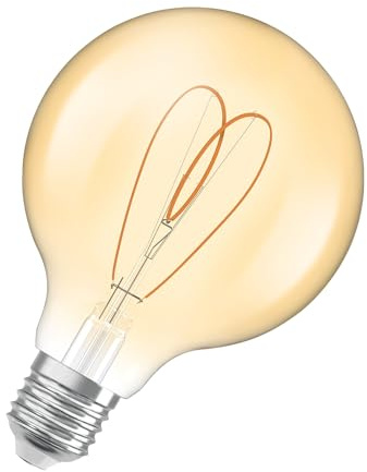 Osram Vintage 1906 Globe est une blanc chaud à intensité variaben forme de bouclassique avec filament, 8 W, 806 lm,E27, 1800K, verre doré, diamètre 95 mm, 2200 K, EEK F.