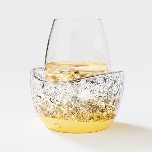 Wine Chiller for Glass Stemless Wine Glass Chiller Keeps Your Glasses of Vino Cold 10 Color Light Modes Separable Wine Essentials Accessories(orange)