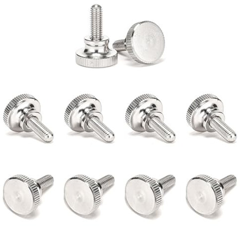 Leliafleury M4*6 Knurled Thumb Screws 10Pcs Stainless Steel Hand Grip Knob Threaded Thumb Screws for Machine Tool