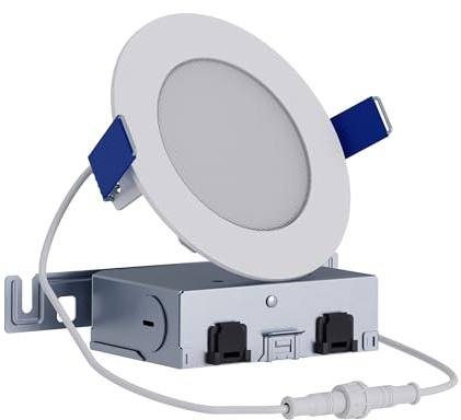 HALO HLB 4 inch LED Recessed Ceiling Light Canless Dimmable with Selectable Lumens and Selectable Color 27/30/35/40/5000K Wet Location Airtight Ultra Slim Indoor Outdoor HLB4LSFS5