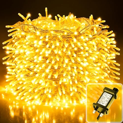 LEDYA 200 LED String Lights Mains Powered, 20M/65.62ft Warm White Fairy Lights Outdoor Indoor, Waterproof for Bedroom Garden Wedding Window, White Clear Cable