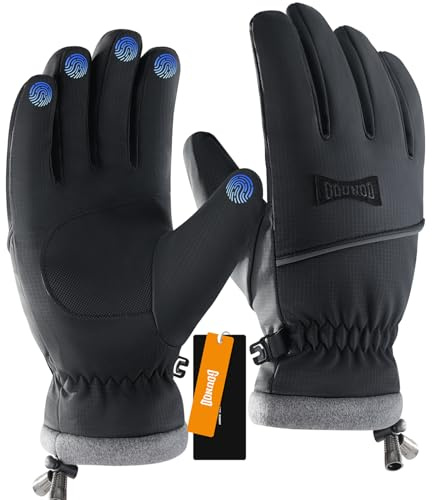 GOUNOD Winter Gloves for Men Women,Thermal Insulated Waterproof Windproof Cold Weather Gloves,Touchscreen Screen Compatible,Non-Slip Grip,Great for Running,Driving,Cycling,Hiking (Gray, XL)