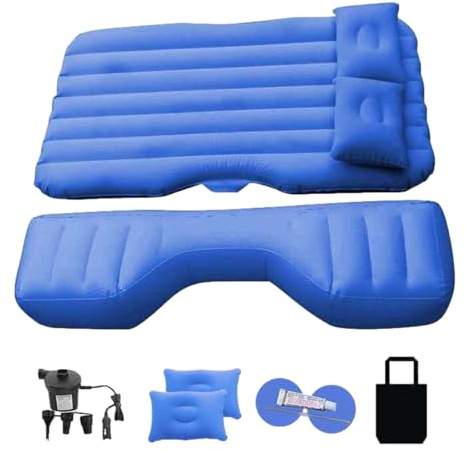 Colchón de viaje para automóvil: cama para asiento trasero con bomba de aire, sofá para dormir portátil de 53 x 32 pulgadas, almohadilla de descanso para automóvil resistente, diseño de inflado rápido
