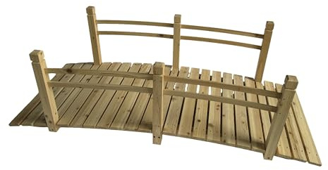 Puente de jardín Relaxdays, con barandilla, Madera de Abeto, 58 x 185 x 72 cm, Carga 200 kg