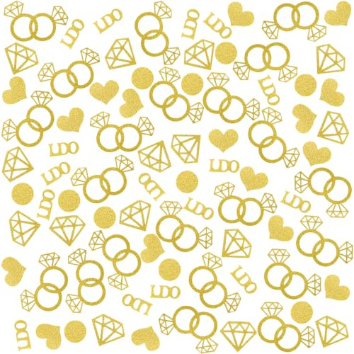 300 Pcs Confeti Boda Dorado, Decoración Mesa Diamante I Do, Esparcimiento para Compromiso Despedida Ceremonia San Valentín Fiesta