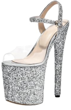 Sandales Mules Transparentes à Plateforme et Talons Hauts pour Femmes