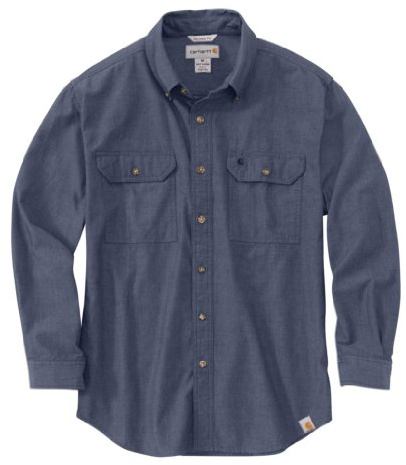 Carhartt camicia da uomo, leggera, in chambray, con bottoni sul davanti, vestibilità comoda, S202, X-Large, Denim Blue Chambray, 1