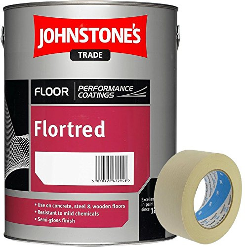 Johnstone's Flortred Floor Paint Black 5L 2 inch Masking Tape Included