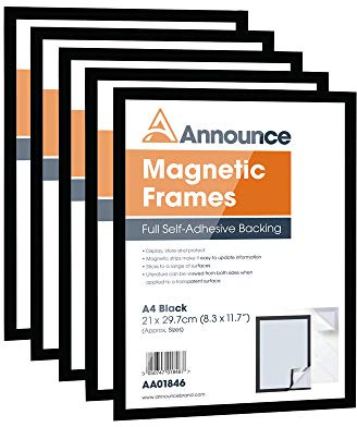Announce Magnetic Frame A4 Black (Pack of 5) AA01847