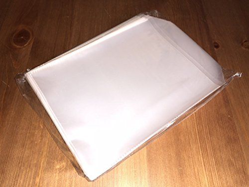 100 Högkvalitativ extra lång ärm för DVD/CD/Blu-Ray, 8 mikroner tjocklek förvaringsfodral, slät, med klaff, transparent, tillverkad av polypropen (bättre än PVC) och hållbar. Masori Solutions Bluray långt förvaringsfodral för plast.