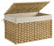 SONGMICS Cesto de Ropa Sucia, Cesta de Ratán Sintético 65 L con Tapa y Asas, Mimbre, Plegable, Forros Extraíbles, para Mantas, Ropa, Dormitorio, Baño, Lavandería, Amarillo Ganso RST56NL