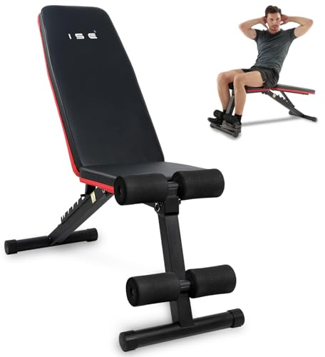 ISE Panca Multifunzione Palestra Casa, Panca Regolabile Panca Pesi Pieghevole Inclinata Fitness per Addominali Allenamento a Casa