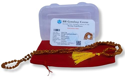 Wonder Care Autentico Rudraksh Mala con rosario Mukhi - Veri semi di Rudraksha himalayano, Ornamento religioso, Rosario Japa Mala Collana - Importato dal Nepal, Unisex