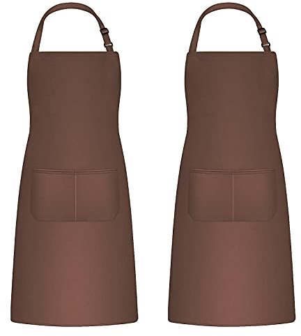 Catime 2 Pièces Tabliers de Cuisine pour Homme Femme, Tablier de Ménage Tabliers Porte-Outils avec 2 Poches pour Barbecue, Tablier Jardinier Adultes Ajustable pour Jardinage