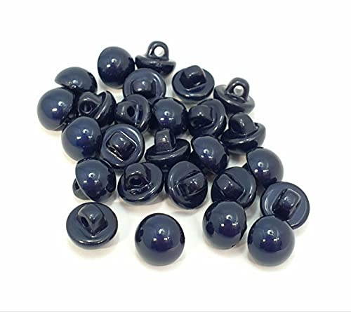 MajorCrafts® 30pcs 10mm Navy Blue High-Grade Acrylic Small Round Sewing Mushroom Shank Buttons Arts and Crafts Embellishments